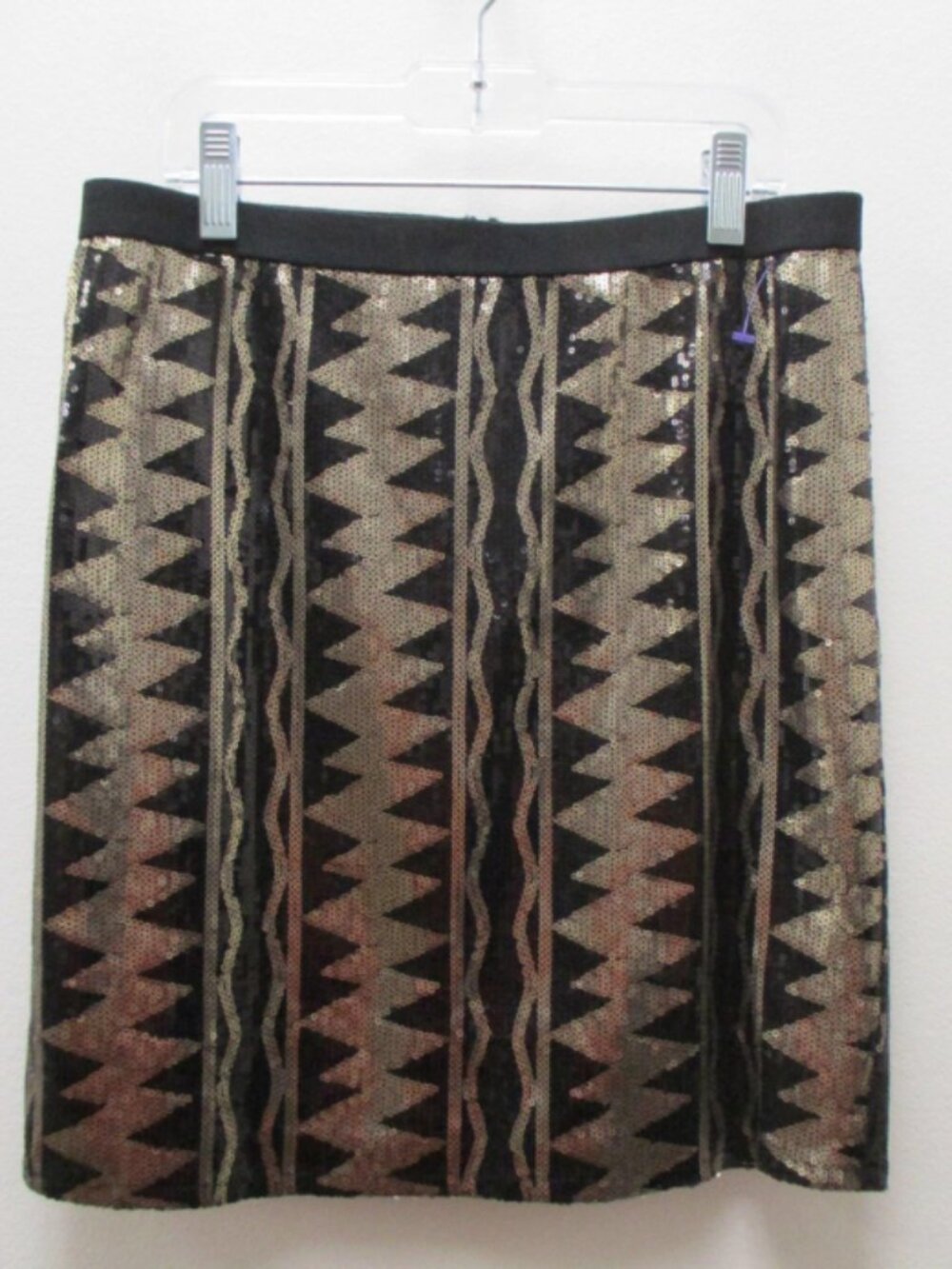 EUC JACK BY BB DAKOTA Gold Tone Black Shimmer Sequin Mini Skirt Women's Size S